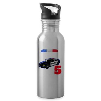 5 Geburtstag Polizei Polizeiauto Junge Geschenk - Trinkflasche mit integriertem Trinkhalm - Lightsilver - Rechts
