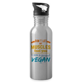 Vegan Vegan Veganism Veggie Gift - Water bottle with straw - silver - Right