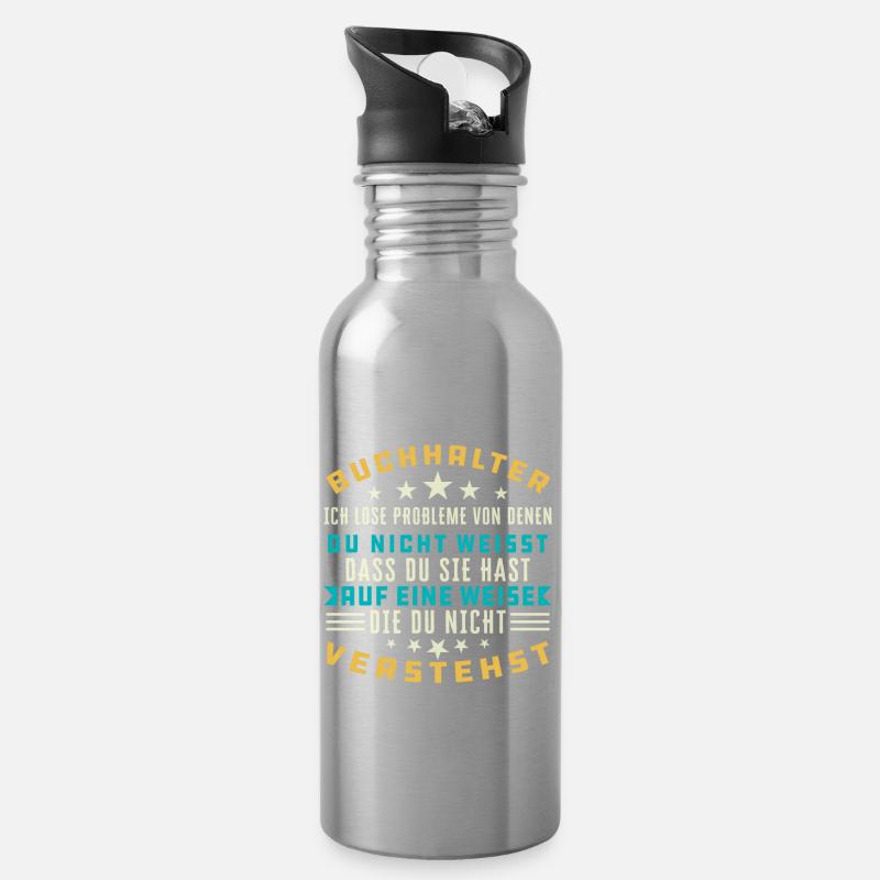 Buchhalter Buchhalter Buchhaltung - Trinkflasche mit integriertem Trinkhalm - Lightsilver