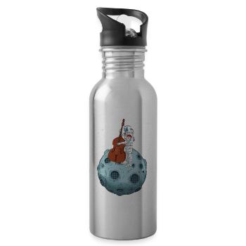Double Bass Gift Astronaut Big Band Double Bass - Water bottle with straw - silver - Right