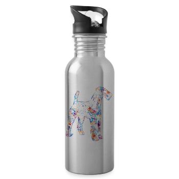 Airedale Terrier Geometrische Hemden - Trinkflasche mit integriertem Trinkhalm - Lightsilver - Rechts