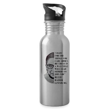 Notorious RBG Shirt Dissent Anti  Political F - Water bottle with straw - silver - Right