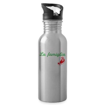 La Famiglia E Tutto Shirt - Italienisches Geschenk - Familie - Trinkflasche mit integriertem Trinkhalm - Lightsilver - Rechts