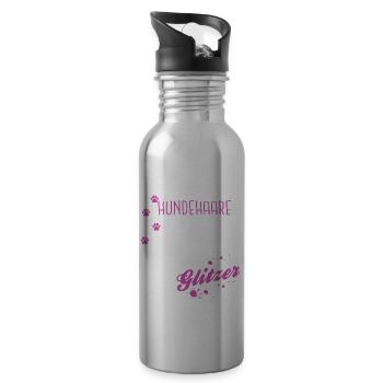Labrador Hundehaare Labbi Glitzer Hunderasse Hunde - Trinkflasche mit integriertem Trinkhalm - Lightsilver - Rechts