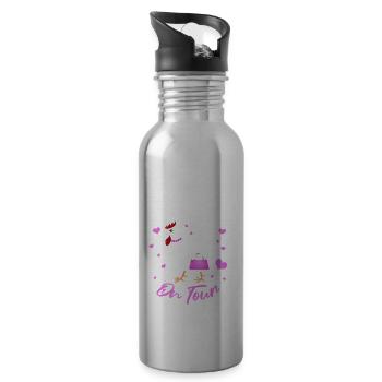 Verrückte Hühner on Tour JGA Malle Apres Ski Party - Trinkflasche mit integriertem Trinkhalm - Lightsilver - Rechts