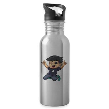 Rocking boy student school freshman design - Water bottle with straw - silver - Right