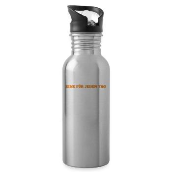 Holzfäller Waldarbeiter Förster Kettensäge - Trinkflasche mit integriertem Trinkhalm - Lightsilver - Rechts