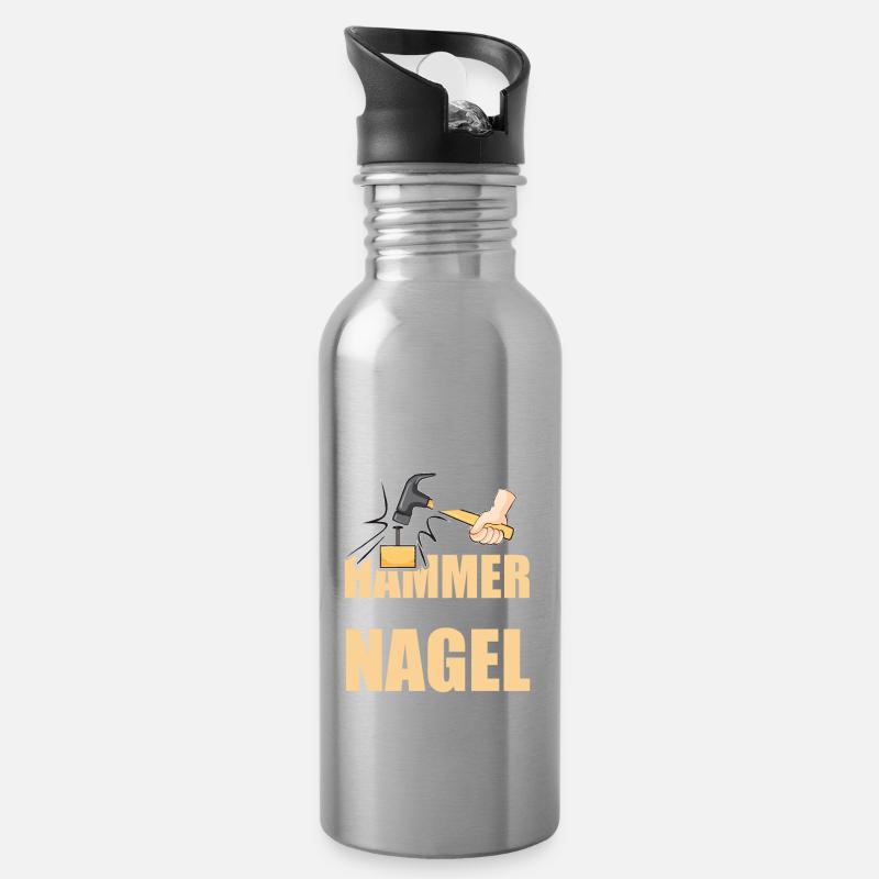 Ich bin lieber der Hammer als der Nagel Design - Trinkflasche mit integriertem Trinkhalm - Lightsilver