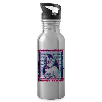 Acid House Techno Glitch Vaporwave Manga Raver DJ - Trinkflasche mit integriertem Trinkhalm - Lightsilver - Rechts