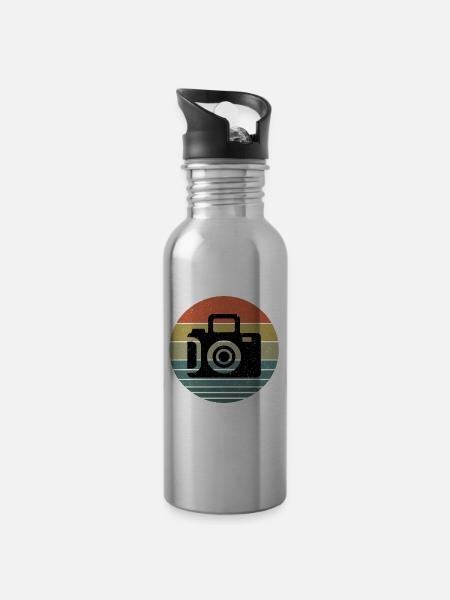 Fotografie - Trinkflasche mit integriertem Trinkhalm - Lightsilver