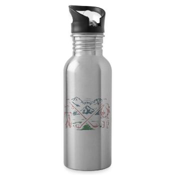 Alphorn Alpen - Trinkflasche mit integriertem Trinkhalm - Lightsilver - Rechts