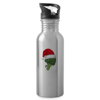 Brokkoli Vegan Vegetarier Weihnachtsmütze Geschenk - Trinkflasche mit integriertem Trinkhalm - Lightsilver - Rechts