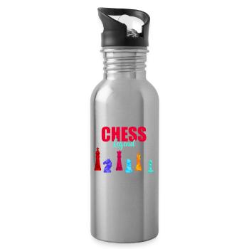 Schach Checkmate Tshirt Schachmatt Schachspieler - Trinkflasche mit integriertem Trinkhalm - Lightsilver - Rechts