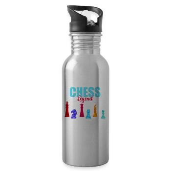 Schach Checkmate Tshirt Schachmatt Schachspieler - Trinkflasche mit integriertem Trinkhalm - Lightsilver - Rechts