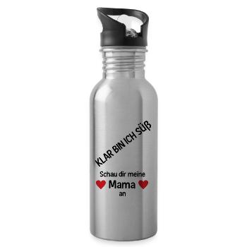 Süße Mama Süßes Baby Muttertag Geschenk - Trinkflasche mit integriertem Trinkhalm - Lightsilver - Rechts