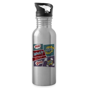 Cadeau pour enfants de bandes dessinées de super-héros de bande dessinée - Gourde avec paille intégrée - argent clair - Droite