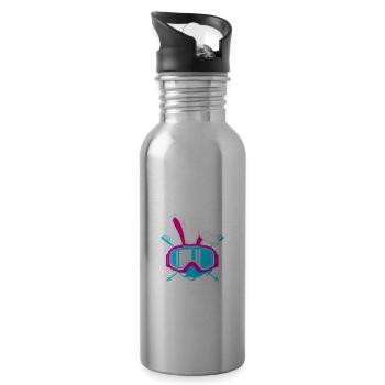 Apres Ski Häschen Skihase Geschenk - Trinkflasche mit integriertem Trinkhalm - Lightsilver - Rechts