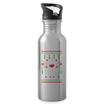 Weihnachten Wein Ugly Christmas Geschenk - Trinkflasche mit integriertem Trinkhalm - Lightsilver - Rechts