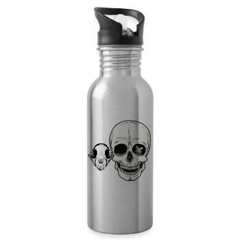 Halloween Bone Skull Cat Human Mouse - Water bottle with straw - silver - Right