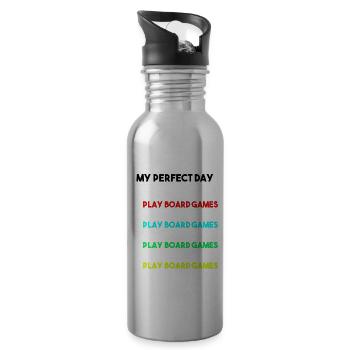 My Perfect Day Play Brettspiele Shirt Lustiges Geschenk - Trinkflasche mit integriertem Trinkhalm - Lightsilver - Rechts