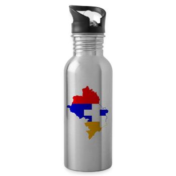 Drapeau de l'Artsakh Fort Haut-Karabakh Arménie Nati - Gourde avec paille intégrée - argent clair - Droite