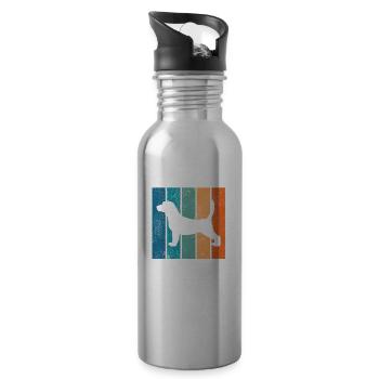 Beagle retro dog canine dog owner gift - Water bottle with straw - silver - Right