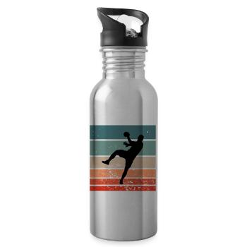 Handball handball player handball throw - Water bottle with straw - silver - Right