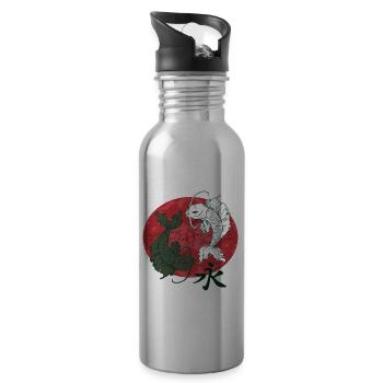 Koi Pisces Yin&Yang Zodiac Sign - Water bottle with straw - silver - Right