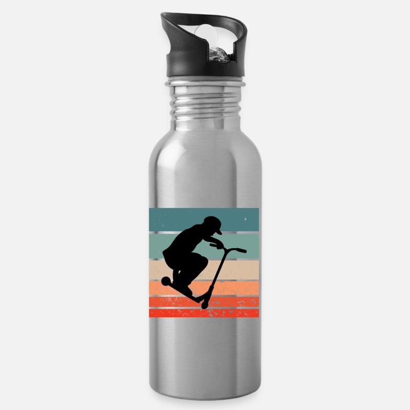 Scooter Roller Skater Tricks - Trinkflasche mit integriertem Trinkhalm - Lightsilver