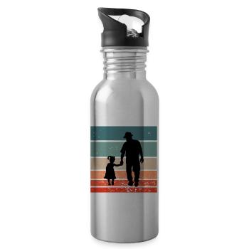 Father daughter love family family love dad - Water bottle with straw - silver - Right