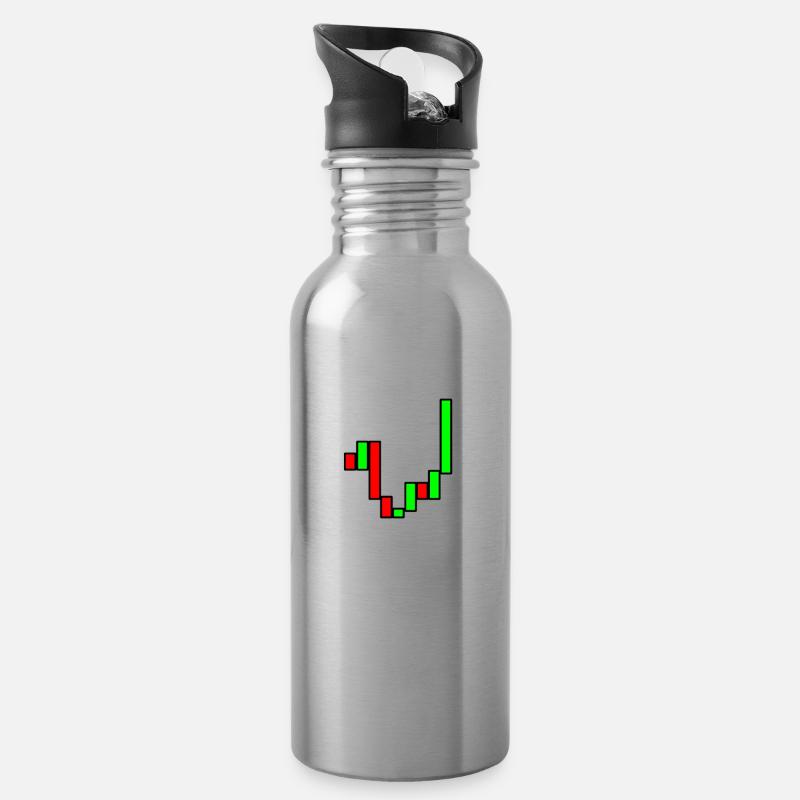 Trader - Water bottle with straw - silver