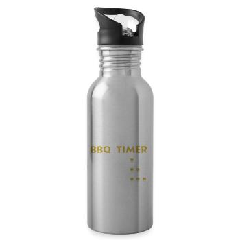 BBQ Timer Barbecue Shirt Funny Grill Grilling Gift - Water bottle with straw - silver - Right