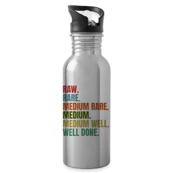 BBQ - Raw - Rare - Medium - Well Done - Retro - Trinkflasche mit integriertem Trinkhalm - Lightsilver - Rechts