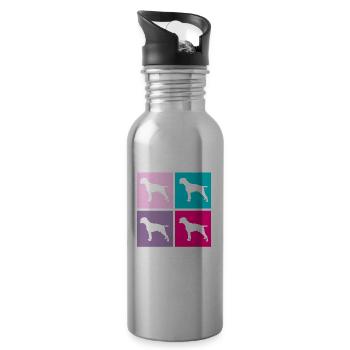 Deutscher Boxer Retro Hund Hundehalter Geschenk - Trinkflasche mit integriertem Trinkhalm - Lightsilver - Rechts