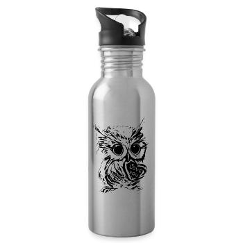 hibou - Gourde avec paille intégrée - argent clair - Droite