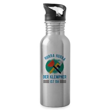 klempner lustige Geschenkidee für Installateur - Trinkflasche mit integriertem Trinkhalm - Lightsilver - Rechts