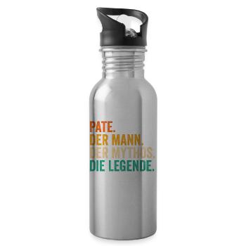 Pate Der Mann Der Mythos Die Legende Geschenkidee - Trinkflasche mit integriertem Trinkhalm - Lightsilver - Rechts
