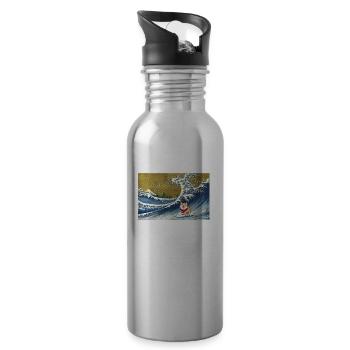 Shiba Inu - Water bottle with straw - silver - Right
