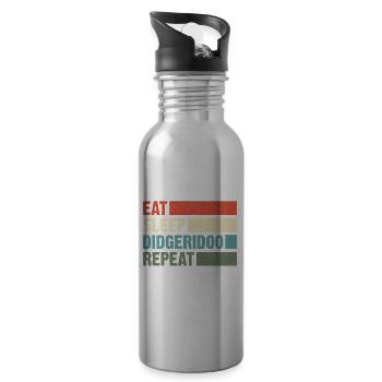 Didgeridoo Eat sleep répéter - Gourde avec paille intégrée - argent clair - Droite