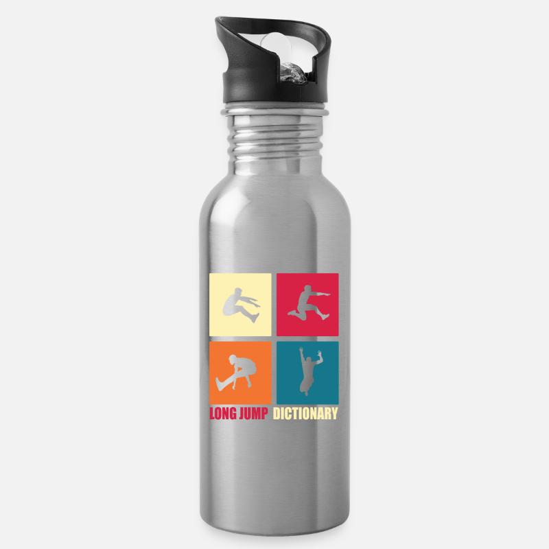 Weitsprung Lexikon Lustiges Geschenk - Trinkflasche mit integriertem Trinkhalm - Lightsilver