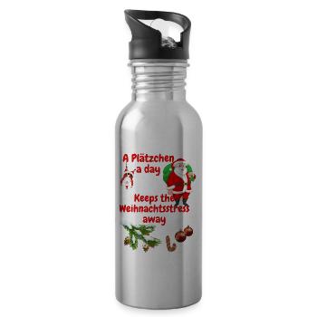 A Plätzchen a day keeps the Weihnachtsstress away - Trinkflasche mit integriertem Trinkhalm - Lightsilver - Rechts