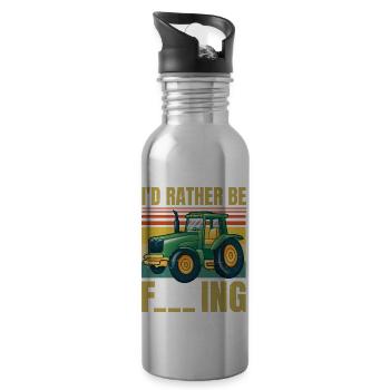 I'd Rather Be Farming - Funny Sarcastic Farmer - Trinkflasche mit integriertem Trinkhalm - Lightsilver - Rechts