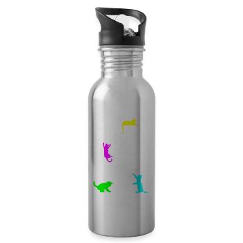 Niedliche Katze Musik Kätzchen Musiker Noten - Trinkflasche mit integriertem Trinkhalm - Lightsilver - Rechts