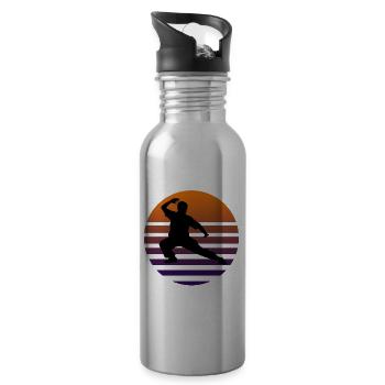 Tai Chi Schattenbild - Trinkflasche mit integriertem Trinkhalm - Lightsilver - Rechts
