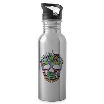 Bubble Tea Skull Gift Boba Tea Bubble Tea - Gourde avec paille intégrée - argent clair - Droite