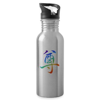 "Respect" - Chinese character Kanji LGBT - Water bottle with straw - silver - Right