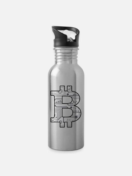 BITCOIN BTC - Trinkflasche mit integriertem Trinkhalm -
