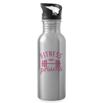 Fitness princess woman girlfriend - Water bottle with straw - silver - Right