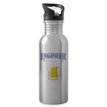 Engineer Powered By Beer - Water bottle with straw - silver - Right