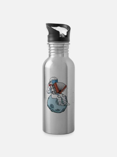 Akkordeon Shirt Männer Astronaut Kinder Akkordeon - Trinkflasche mit integriertem Trinkhalm - Lightsilver